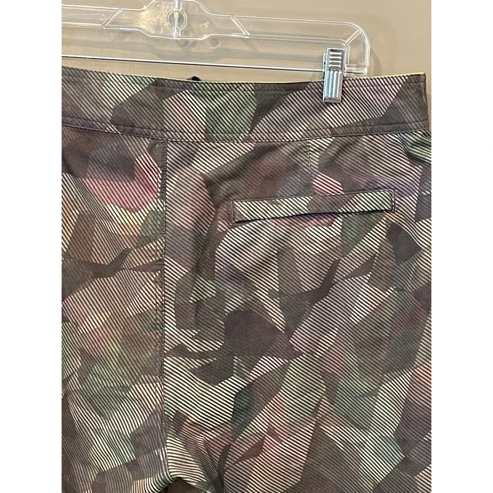 prAna Mens Camo Stripe Board Shorts Size 35 Multi Color UPF 50+ Swim Trunks